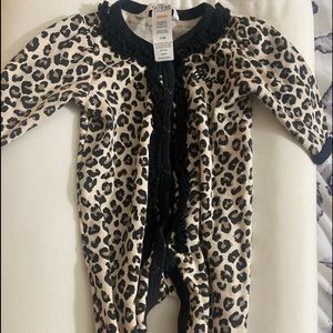 Baby girl cheetah print one piece pjs